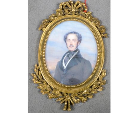 Pauline Bossange (Miniaturistin des 18./19. Jhs.). Ovales Porträt Captain Rees Howell Gronow (1794-1865). In Puderfarben bunt