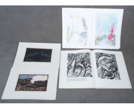 Konvolut Graphik: Hans Venter (1892-1971), Holzschnitt (15,5 x 24 cm); Mappe Marc Chagall (1887-1985), „Derrière Le Miroir“, 