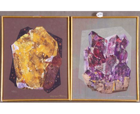 Rudolf Werner Ackermann (1908-1982). Amethyst und Anhydrit. Acryl/Hartfaser, re./u./sign., gerahmt, je 50 x 40 cm.  