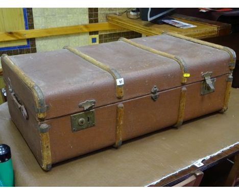 Vintage wooden banded travel trunk
