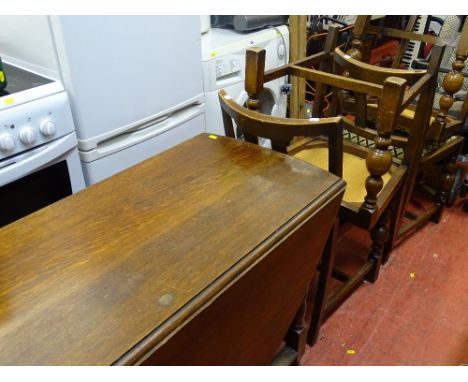 Drop leaf barley twist gate leg table and four chairs