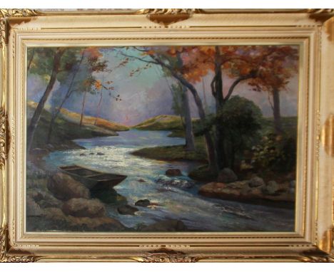 Fiume, firmato R. Gariani, olio su tela, cm. 96x65