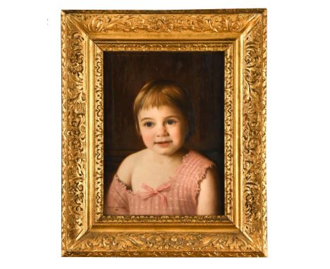 § Charles Spencelayh, HRBSA, RMS, VPRWS (British, 1865-1958) Portrait of the infant Ida Gegan, head and shoulders, in a pink 