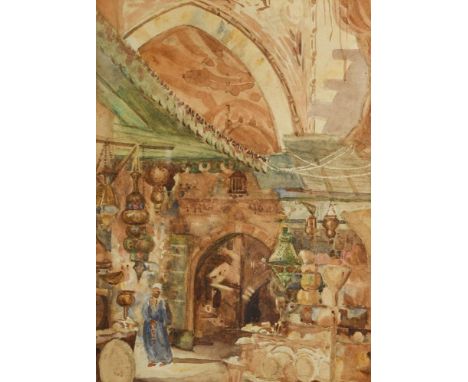 Walter Frederick Roofe Tyndale, RI, RBI (British, 1855–1943) Inside the Brass Bazaar, Cairo inscribed with title in pencil to