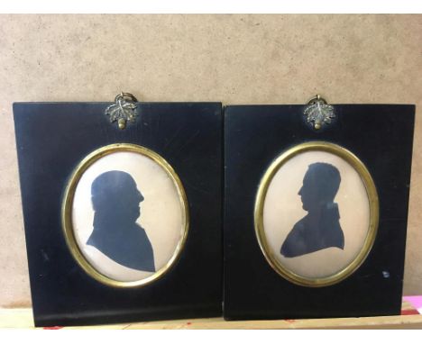 English School, late 18th-19th Century  Silhouette portraits of Charles Collyer and Edward Collyer, inscribed to verso, cut s