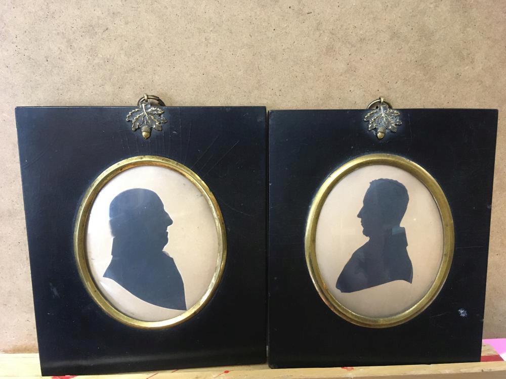 English School, late 18th-19th Century Silhouette portraits of