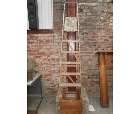 Pr of wooden step ladders and a folding chair