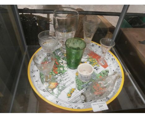 Tray of vintage glass ware