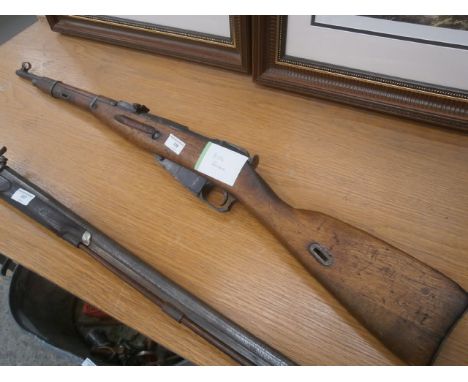 Vintage Russian Rifle, Mosin-Nagant Barrel stamped with star and 1944, de-activated in birmingham 1994