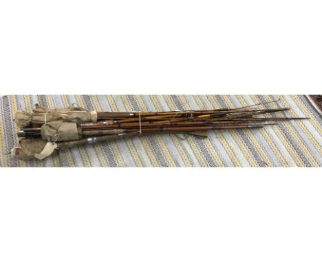 A bundle of various vintage split cane and other rods / rod parts