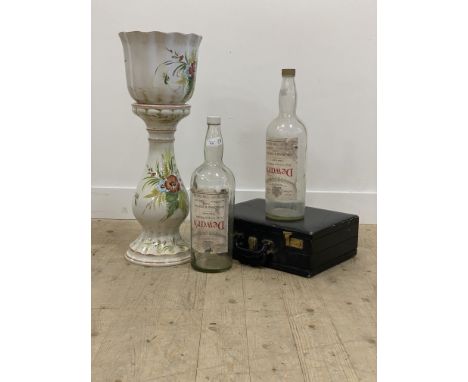 A large pair of decorative one gallon glass bottles, each baring paper label reading Dewar's fine scotch whisky (H51cm) toget