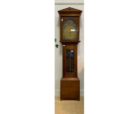 A 19th century and later stained pine and mahogany longcase clock, the painted dial with Roman chapter ring and subsidiary da