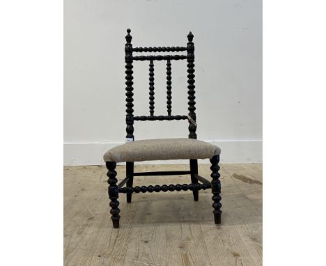 A  Victorian ebonised and bobbin turned childs chair, H71cm