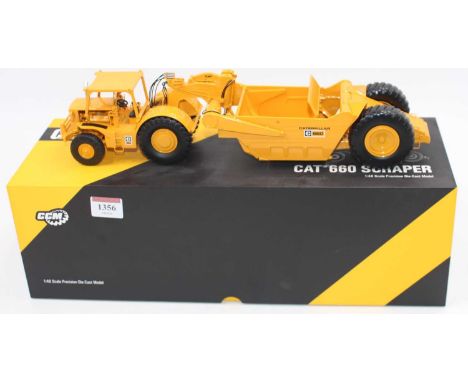 CCM Classic Construction Models 1/48th scale diecast model of a CAT 660 Scraper, boxed example (NMM-BNM)