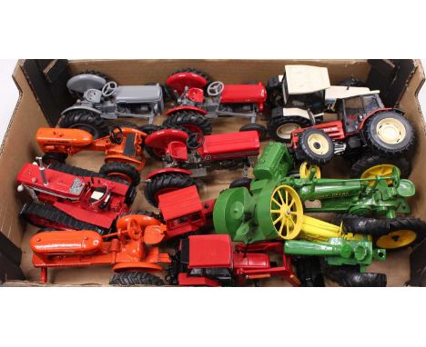 Tray of mixed scale Farming Implements and Tractor diecast models, to include ERTL, ROS and others, examples include ROS SAME