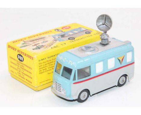 Dinky Toys No. 988 ABC TV transmitter van, light blue over grey body with grey hubs, silver roof panel with grey plastic aeri