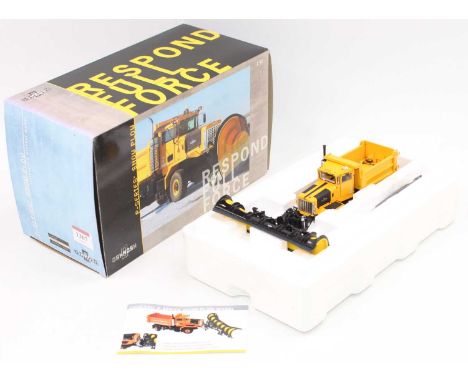 Sword Models 1/50th scale diecast model of a Oshkosh 2-Axle Yellow Snow Plough, housed in the original polystyrene box, with 