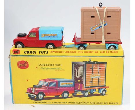 A Corgi Gift Set 19 Chipperfield Circus LandRover with elephant and cage on trailer, housed in the original sliding tray all-