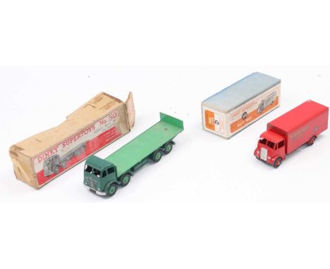 2x Dinky Supertoys, to include a 503 Foden with green cab and light green bed and green hubs comes in a poor box in play worn