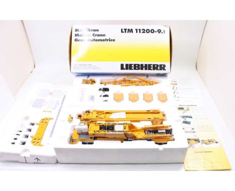 NZG No.732 1/50th scale diecast model of a Liebherr LTM 11200 Mobile Crane, finished in yellow and housed in the original box