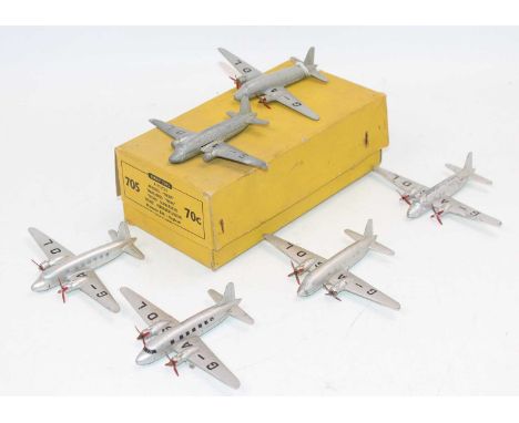 Dinky Toys No. 70C / 705 "Viking" Air Liner trade box containing 6 examples, 5 of which are finished in silver with red prope