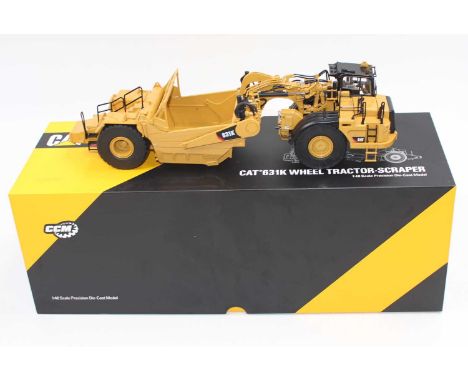 CCM Classic Construction Models 1/48th scale diecast model of a CAT 631K Wheel Tractor Scraper, boxed example (NM-BNM)