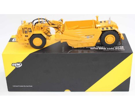 CCM Classic Construction Models 1/48th scale diecast model of a CAT 657B Wheel Tractor scraper with 666B Coal Bowl, in the or