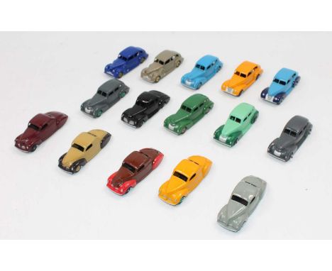 1 tray containing 15 repainted Dinky Toys to include, Lincoln Zephyr, Chrysler and Buick models