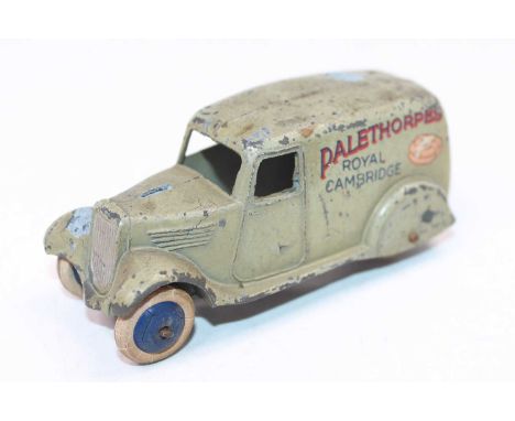 Dinky Toys No. 28f Delivery Van, (type 2), "Palethorpes Royal Cambridge", pale grey-blue body, silver grille, smooth blue hub