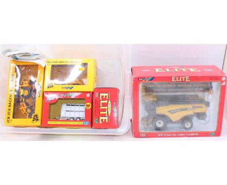 A quantity of boxed Britains Farm related items to include:A 1:32 scale Elite combine 405277, A JCB tractor and JCB Midi Exca