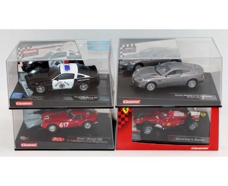 4 boxed Carrera Evolution 1/32 scale slot cars to include, No. 25711 Ferrari 166/212 MM, No. 27323 Ferrari Formula One F10 Fe