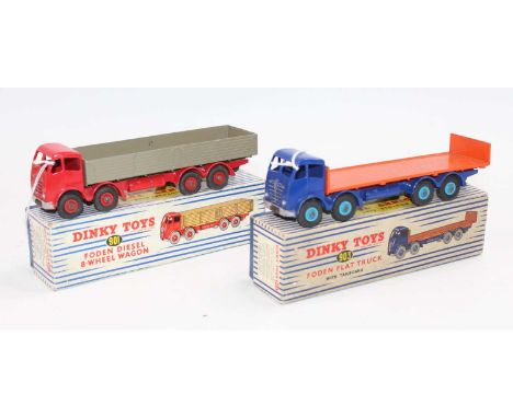 2 boxed Dinky Toys Fodens as follows: 901 Foden 8-wheel wagon comprising red and fawn body with red hubs (VG-BVG) and 903 Fod