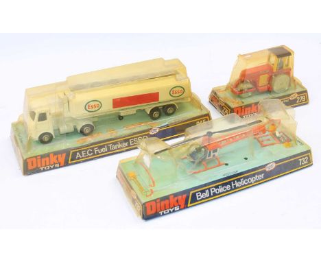 Dinky Toys later issue bubble pack issues x3 including No. 945 AEC fuel tanker Esso comprising a white body and dark grey cat