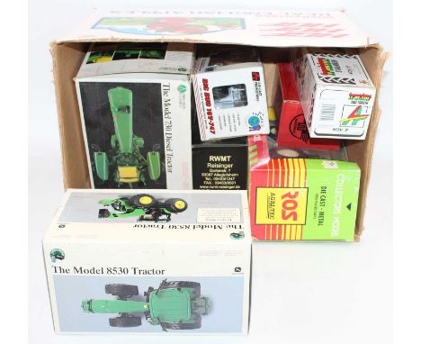 7 various boxed mixed scale diecast model tractors, various manufacturers to include RC2 Model 8530 John Deere Tractor, Toy F