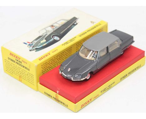 An original boxed French Dinky 1435 Citroen Presidentielle car in box , missing instructions and flag pole. rare item.