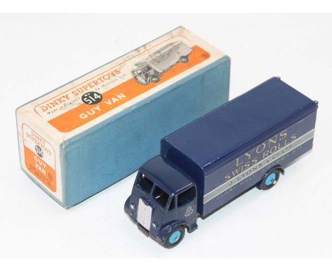 Dinky Toys No. 514 Guy Van (Type 1) "Lyons Swiss Rolls" livery comprising, blue cab, chassis and back, silver trim, mid-blue 