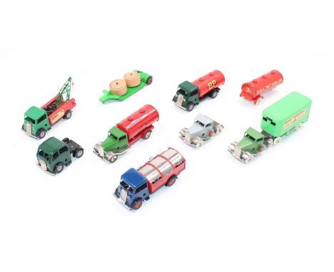 Collection of professionally repainted Triang Minic tinplate and clockwork vehicles, to include 15M BP Tanker, 73M Cable Lorr