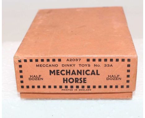 Dinky Toys No. 33A Mechanical Horse original trade box in salmon pink in good condition, box code A2037, a rare item