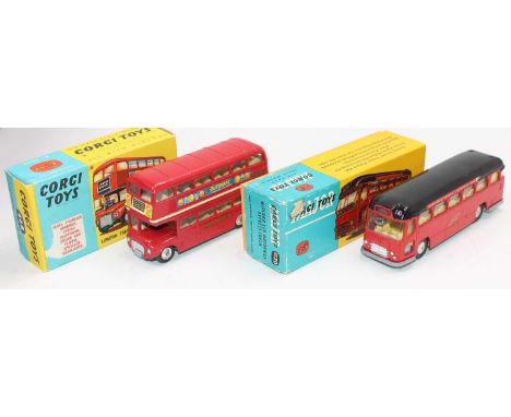 A Corgi Toys public transport diecast group, two examples to include a No. 1120 Midland Red Motorway Express Coach, comprisin