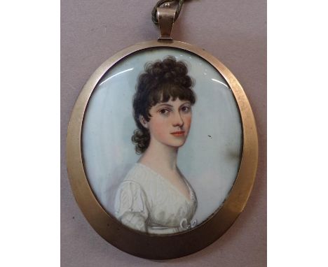 (Collection of miniatures relating to the Hawkes family) A good quality early 19th century double sided portrait miniature, o