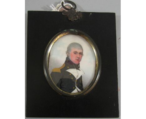 (Collection of Miniatures relating to the Hawkes Family) - Good quality early 19th century bust length portrait miniature of 