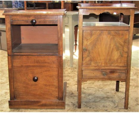 A 19th century mahogany commode with tambour front and pull out base and original fitting, together with a further Georgian m