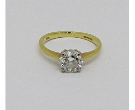 18ct diamond solitaire ring in four prong setting, the stone 1ct approx, size K/L, 2.6g 