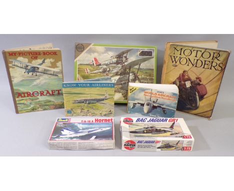 2 model aircraft kits- Airfix BAC Jaguar GR1 (1:72) and Revell F/A-18a Hornet (1:144), both appear un-started, together with 