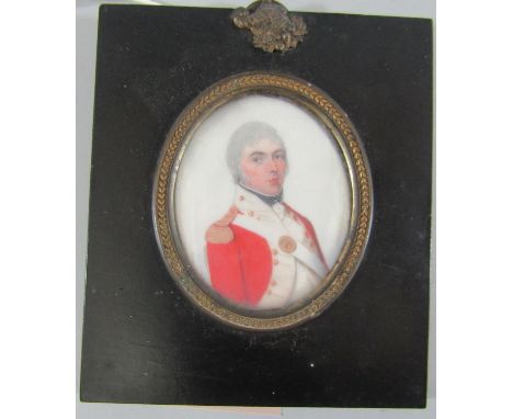 (Collection of Miniatures relating to the Hawkes Family) - Good quality early 19th century bust length portrait miniature of 