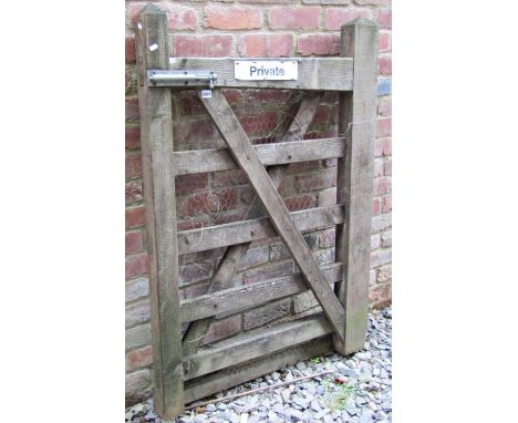 A weathered soft wood five bar pedestrian/hunting gate, 3ft wide x 130 cm high approximately 
