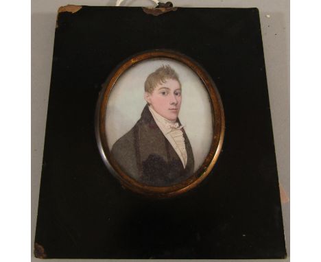 (Collection of Miniatures relating to the Hawkes Family) - Good quality early 19th century bust length portrait miniature of 