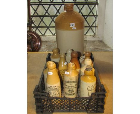 Vintage two gallon glazed stoneware flagon with screw cap and impressed merchants mark for W Trump - Sidmouth, together with 
