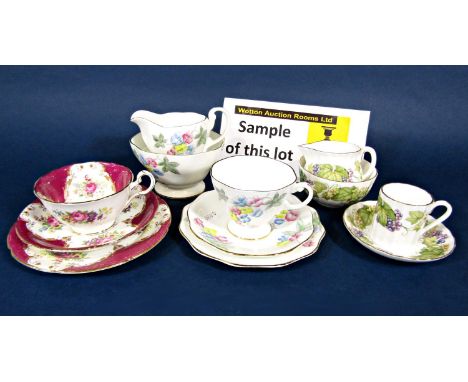 A collection of Royal Grafton china Burlington pattern teawares comprising six cups, six saucers and five tea plates, togethe