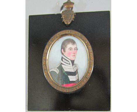 (Collection of Miniatures relating to the Hawkes Family) - Good quality early 19th century bust length portrait of R Lloyd Lt